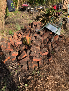 Pile of bricks collected from the site